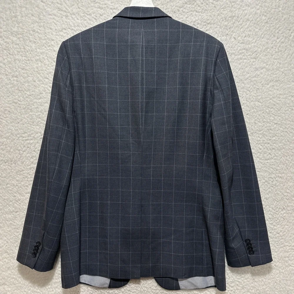 Banana Republic Men's Blazer Jacket Size 42 Gray Tailored Slim Fit‎ Windowpane